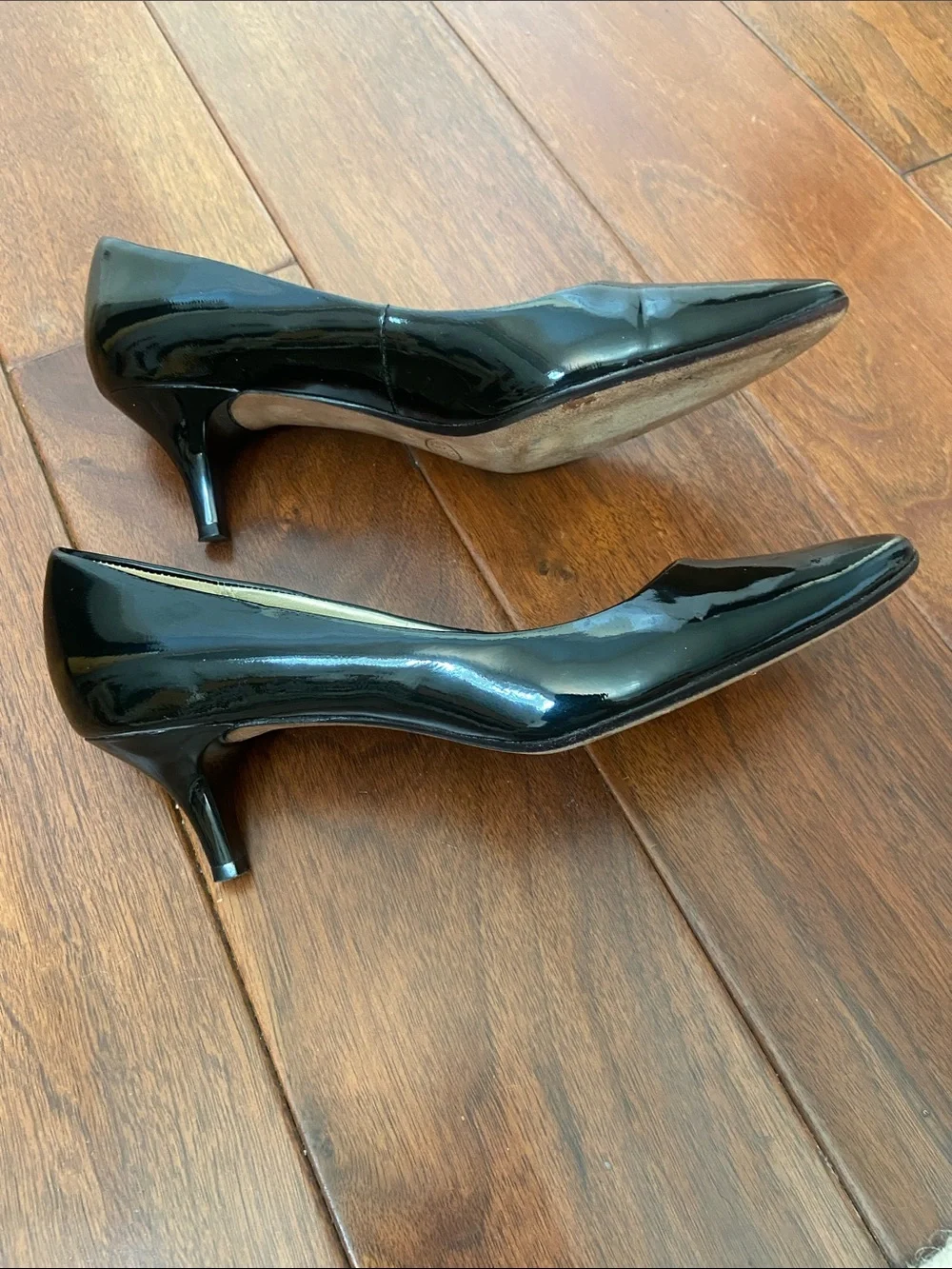 Joan & David Black Patent Pointed-Toe Pumps